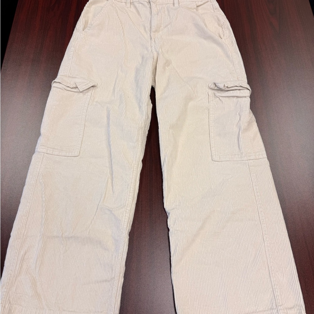 Hollister Women's Cream Wide Leg Corduroy Pants - Picture 1 of 8